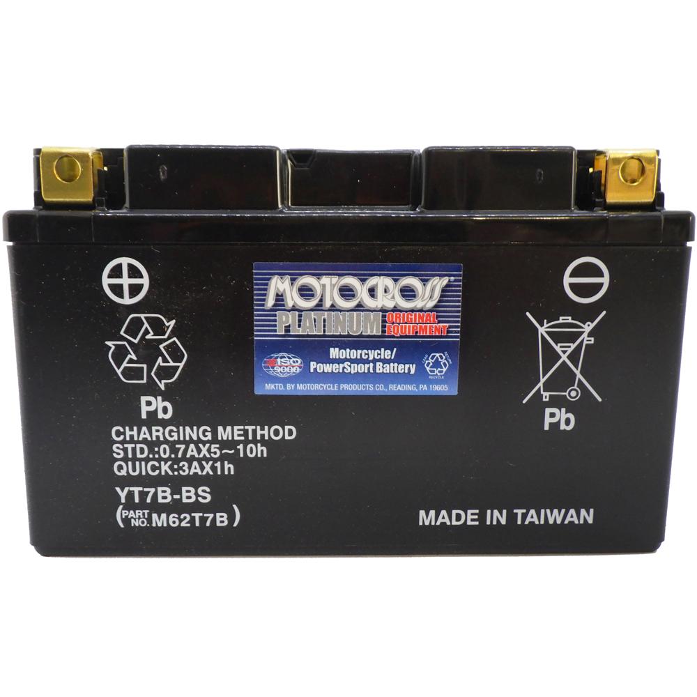YT7B-BS 12V AGM MC Battery, Dry Charged w/Acid Pack 6.5 AH, 120 CCA M62T7B