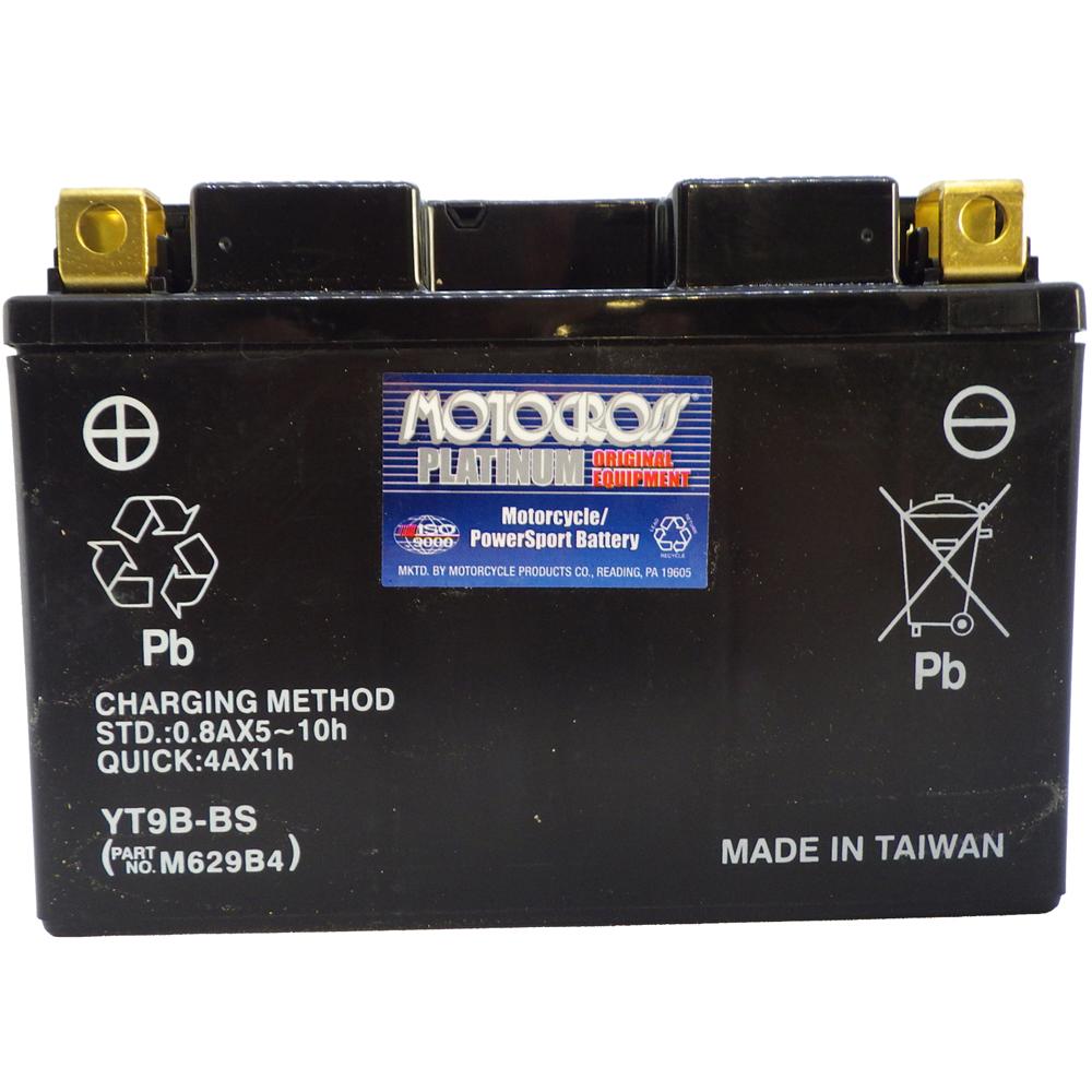 YT9B-BS 12V AGM MC Battery, Dry Charged w/Acid Pack 8 AH, 120 CCA M629B4
