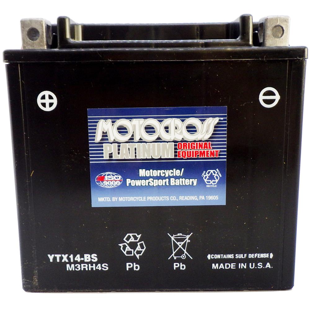 YTX14-BS 12V AGM MC Battery, Dry Charged w/Acid Pack 12 AH, 200 CCA M3RH4S