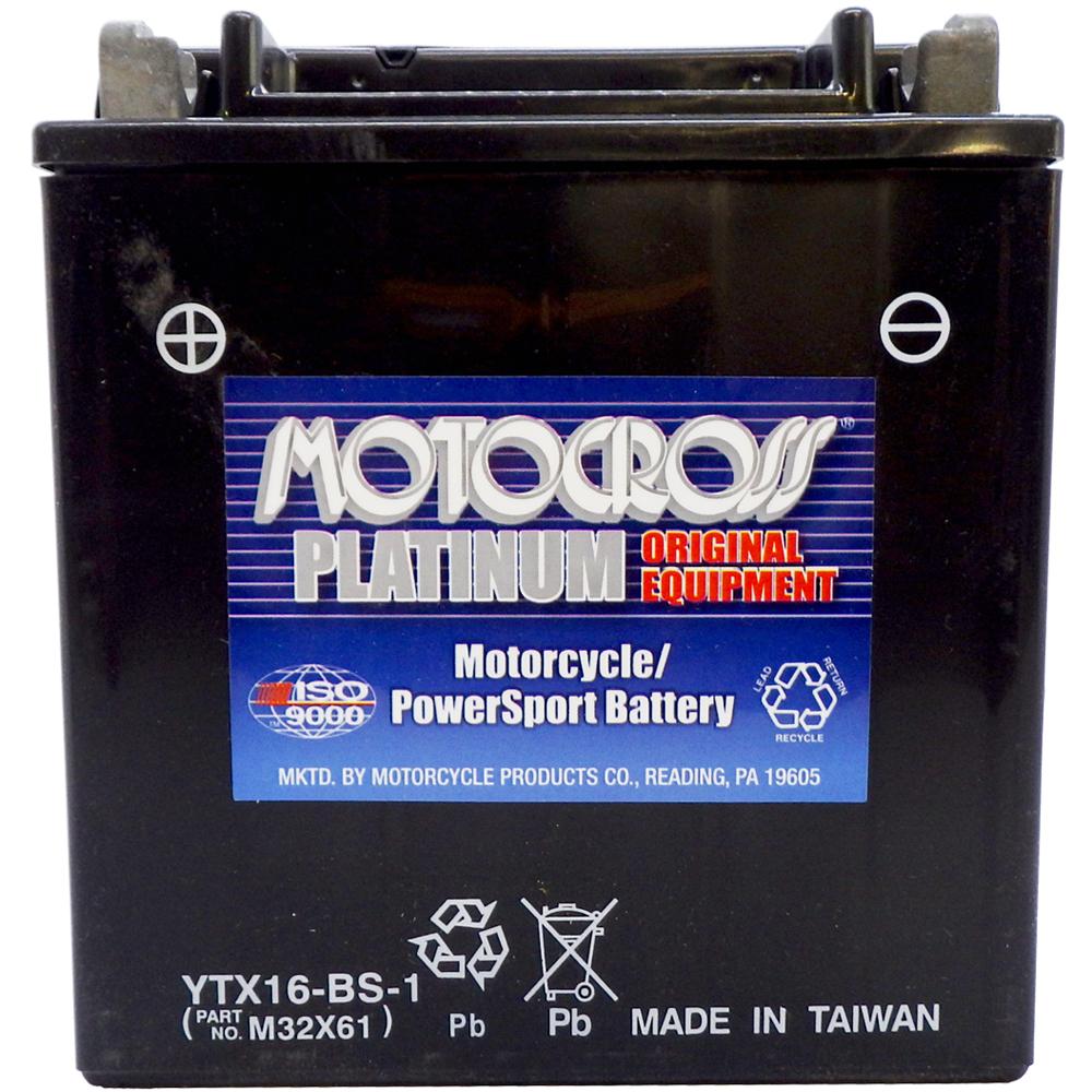 YTX16-BS-1 12V AGM MC Battery, Dry Charged w/Acid Pack 14 AH, 230 CCA M32X61