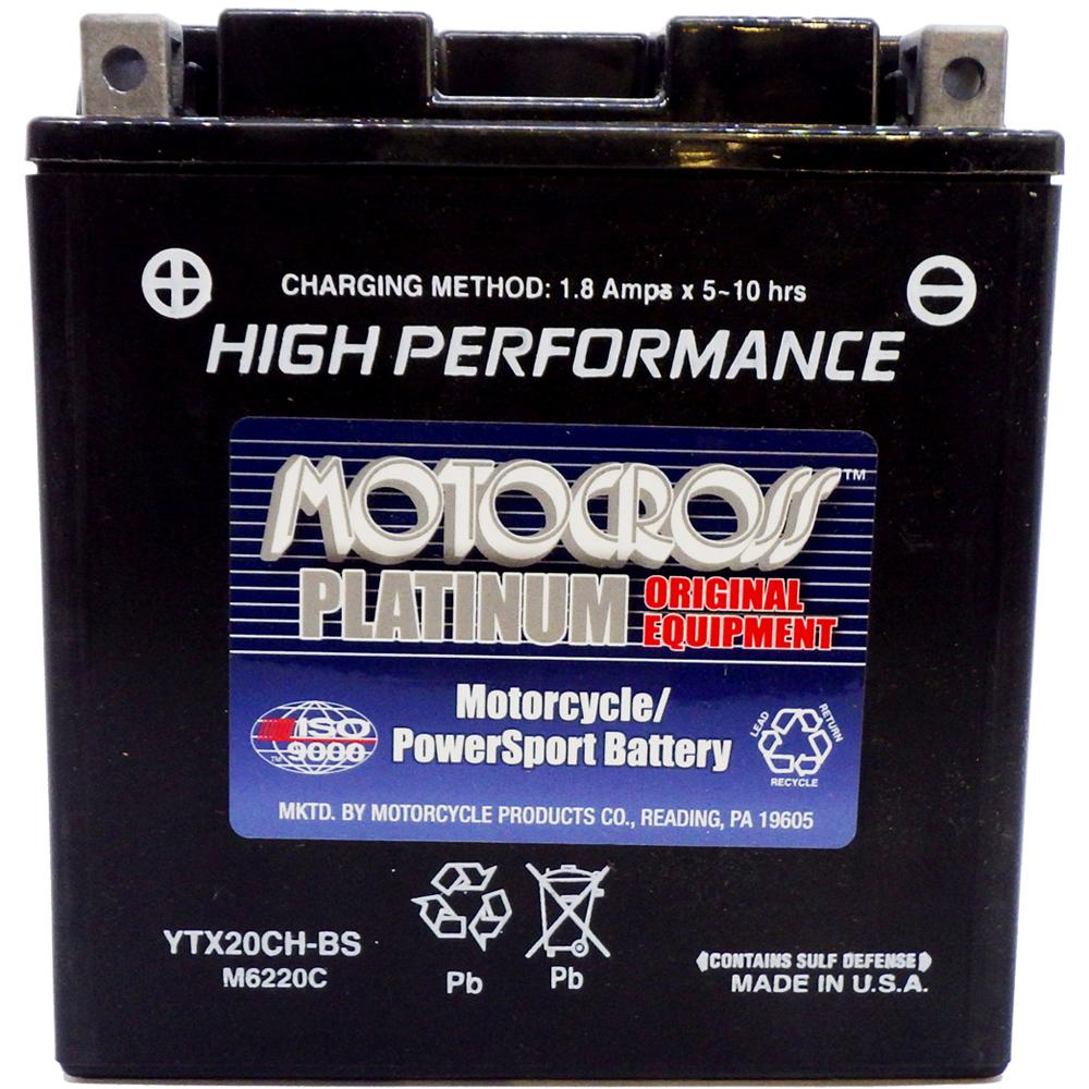 YTX20CH-BS High Performance 12V AGM MC Battery, Dry Charged w/Acid Pack 18 AH, 270 CCA M6220C