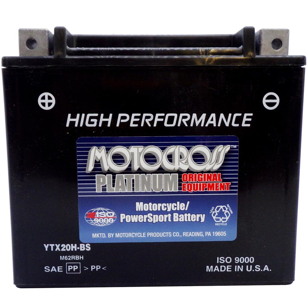 YTX20H-BS High Performance 12V AGM MC Battery, Dry Charged w/Acid Pack 18 AH, 310 CCA M62RBH