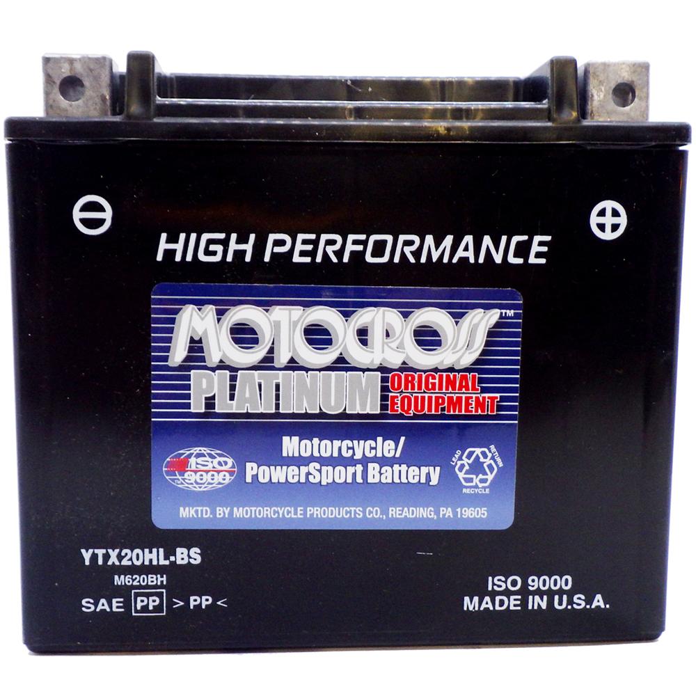 YTX20HL-BS High Performance 12V AGM MC Battery, Dry Charged w/Acid Pack 18 AH, 310 CCA M620BH