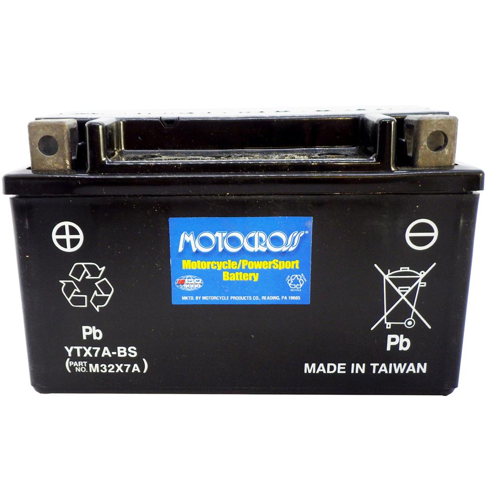 YTX7A-BS 12V AGM MC Battery, Dry Charged w/Acid Pack 6 AH, 105 CCA M32X7A