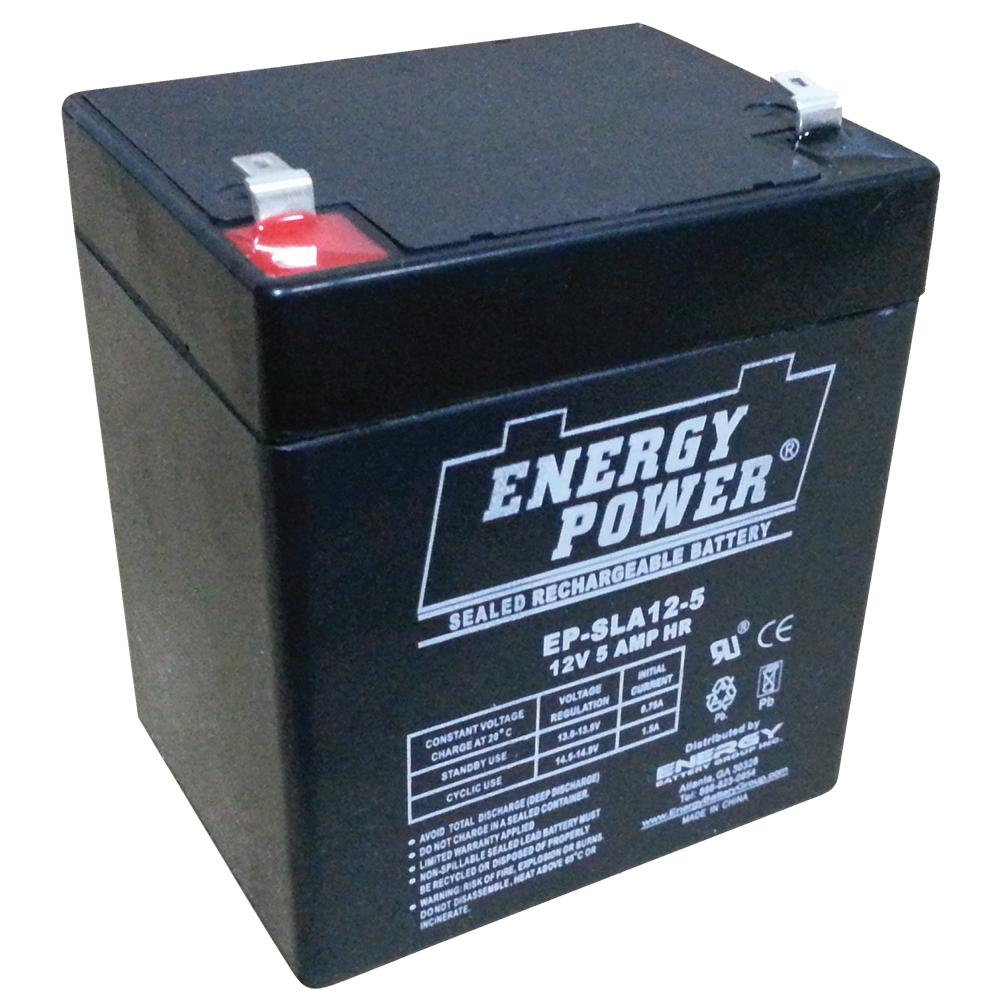 Energy Power 12V, 5AH SLA AGM Battery - T1 Push-on Terminals (.187")