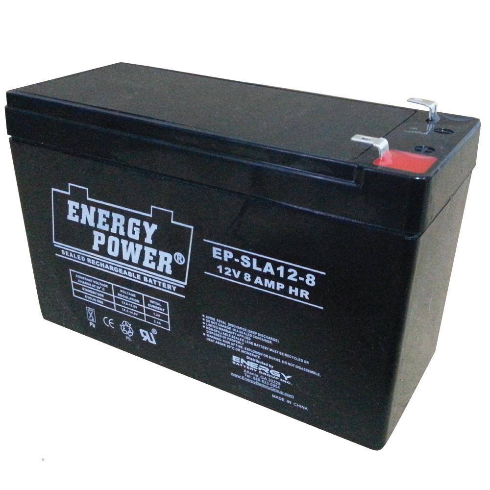 Energy Power 12V, 8AH SLA AGM Battery - T1 Push-on Terminals (.187")
