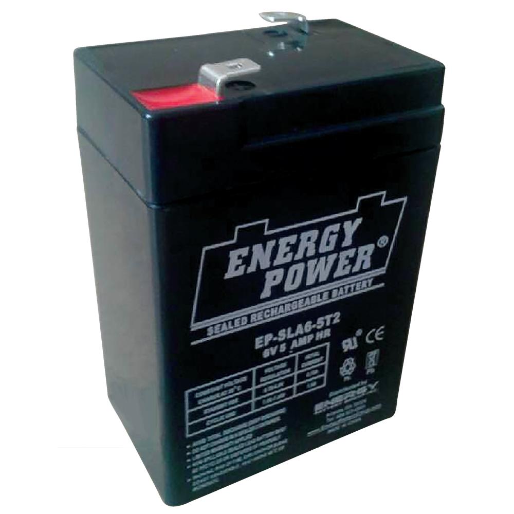 Energy Power 6V, 5AH SLA AGM Battery - T2 Push-on Terminals (.250")