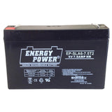 Energy Power 6V, 7.5AH SLA AGM Battery - T2 Push-on Terminals (.250")
