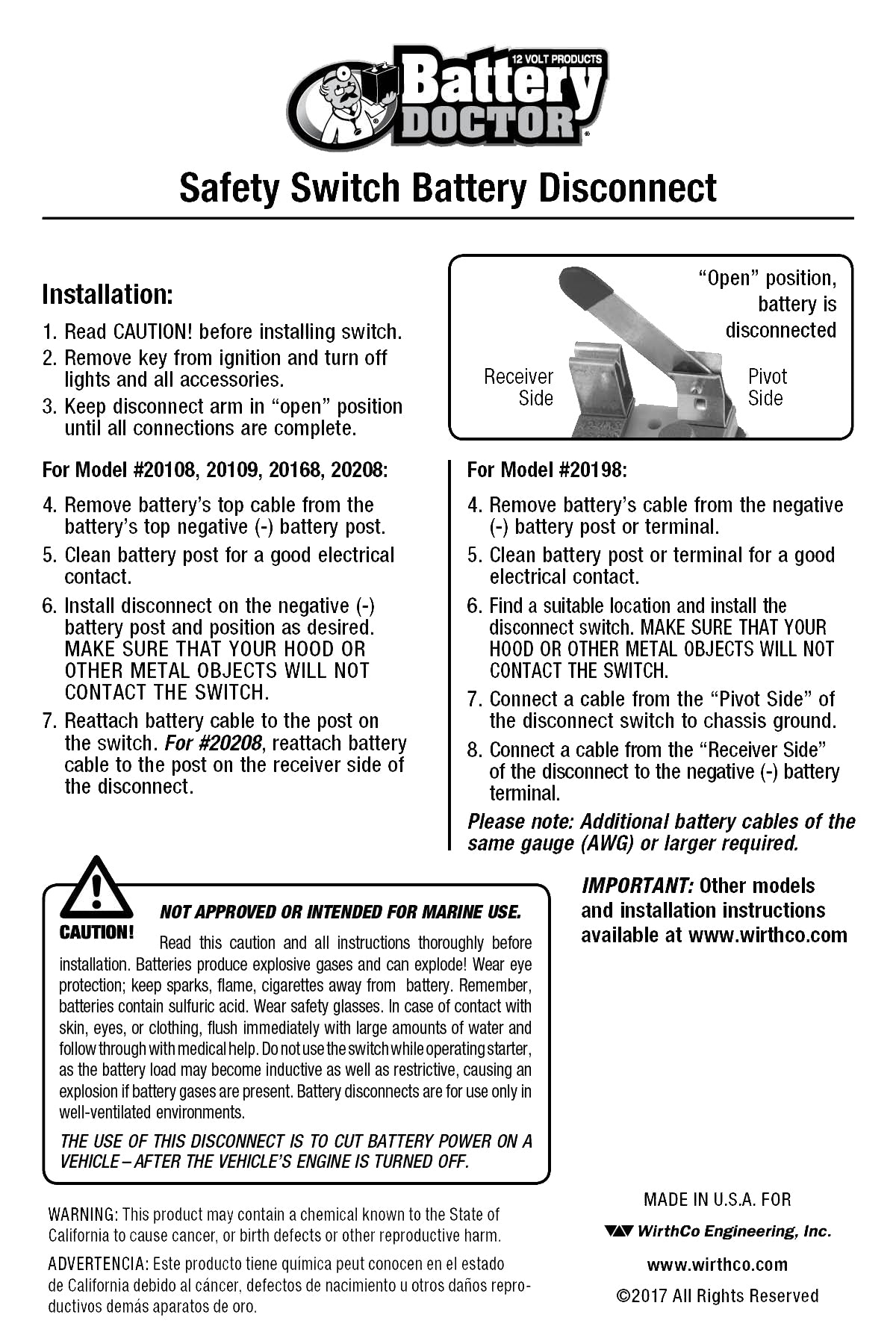 20108 - Battery Doctor® Knife Switch - Top Post, Low Profile