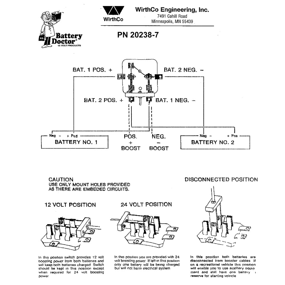 20238-7 - Battery Doctor® Knife Switch - 12/24V Heavy Equipment Switch - Bulk Ea