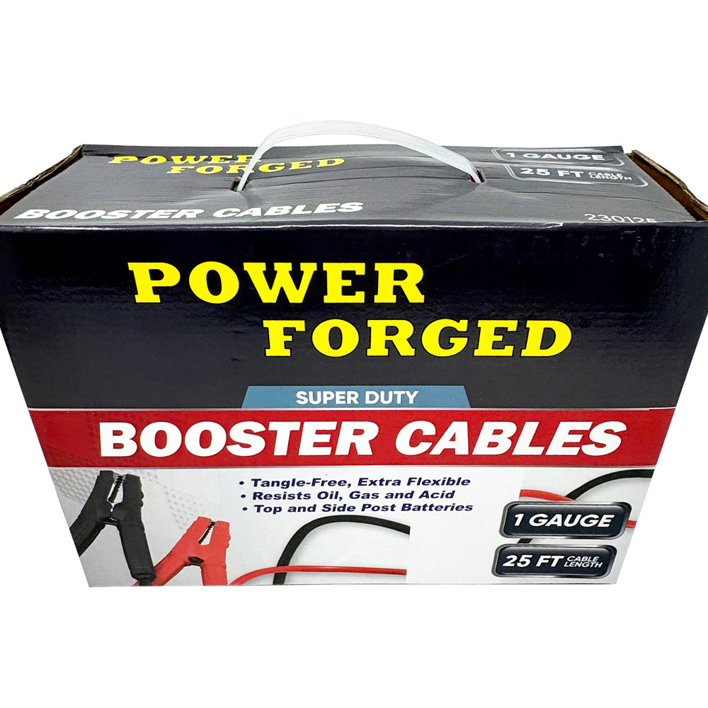 Super Duty Booster Cables, 25 ft - 1ga - 500A Clamps
