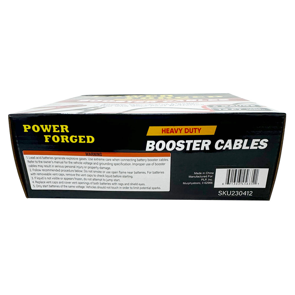 Heavy Duty Booster Cables, 12 ft - 4ga - 400A Clamp