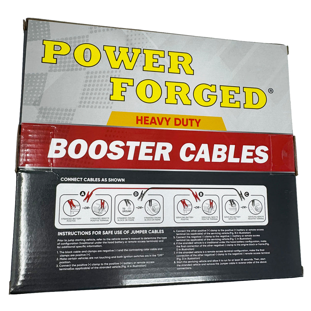 Heavy Duty Booster Cables, 12 ft - 4ga - 400A Clamp