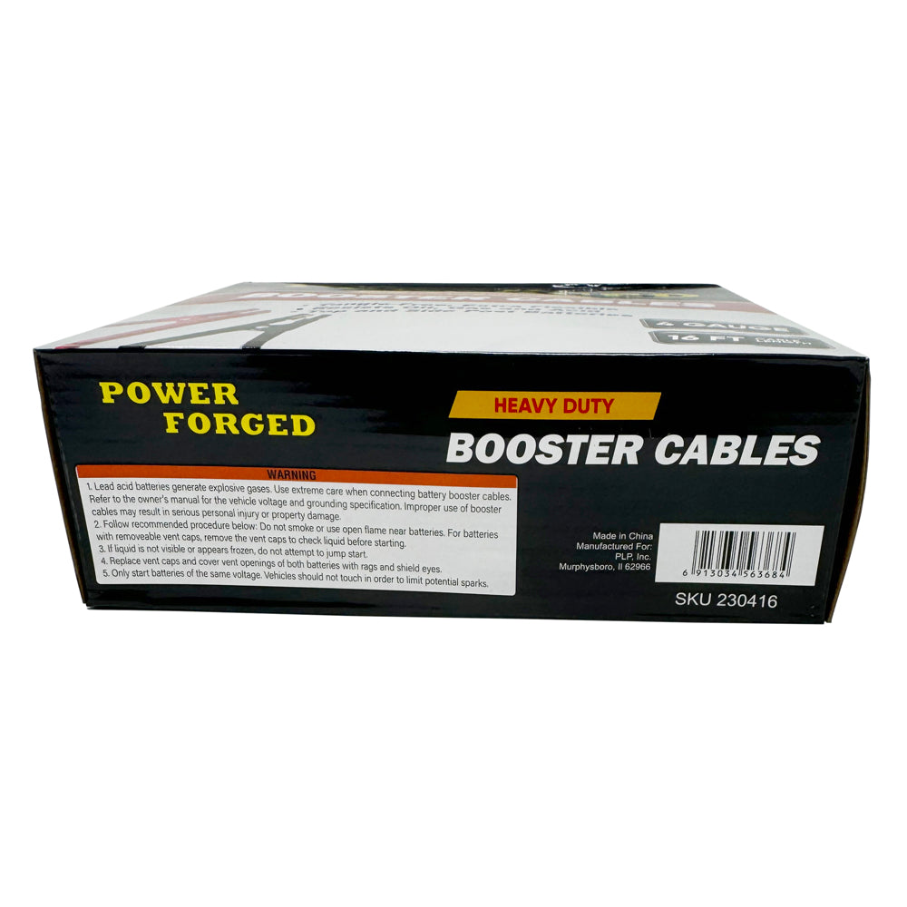 Heavy Duty Booster Cables, 16 ft - 4ga - 400A Clamp