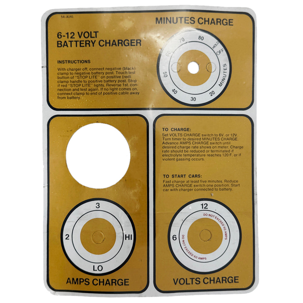 54-A141 - Associated Eqpt Top Label for Early Model 6003 (NOS)