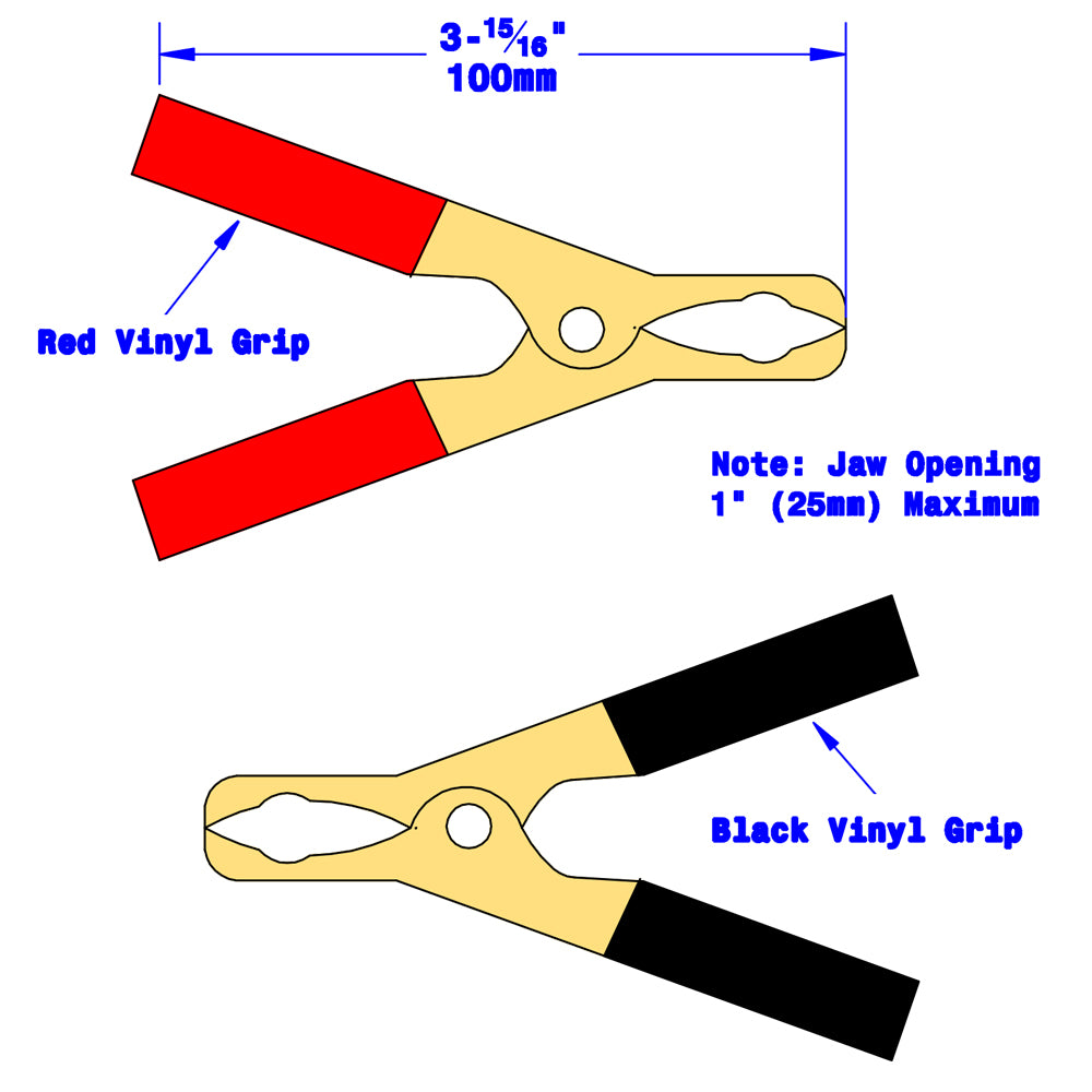 QuickCable 602040 - 75 Amp Battery Charger Clamps, Red & Black - 1 pair