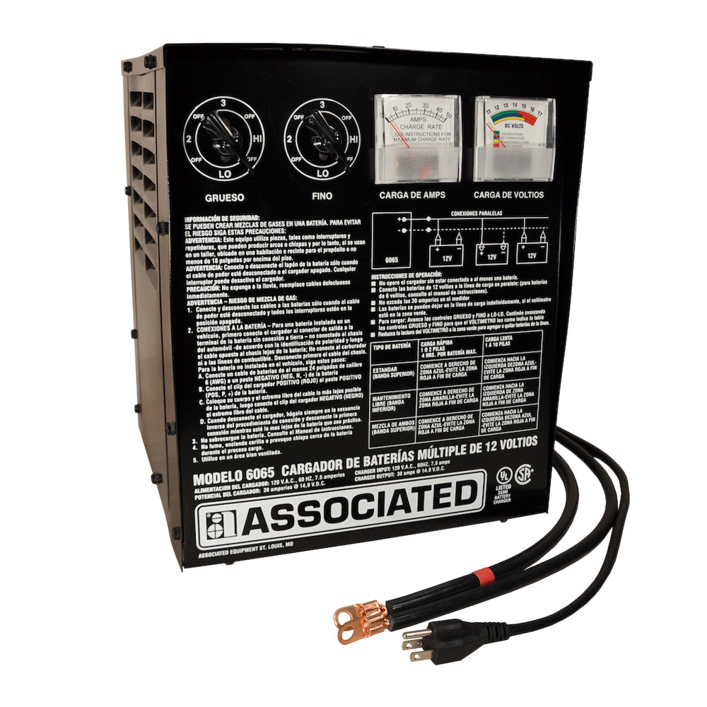 Associated 6065S 110V Parallel Battery Charger (6065) with Spanish Language Instruction Panel