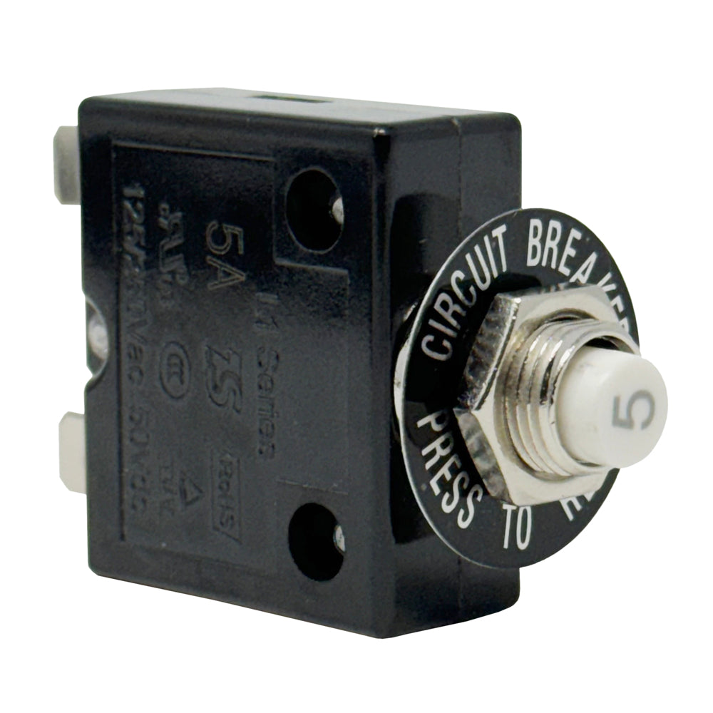 6705 Series - Push-to-Reset Circuit Breaker, 3A, 5A, 10A, 12A, 15A, 20A, 25A, 30A Ratings, .250 Push-On Terminals, 7/16 Mount Hole