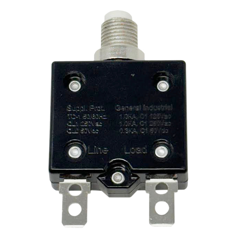 6705 Series - Push-to-Reset Circuit Breaker, 3A, 5A, 10A, 12A, 15A, 20A, 25A, 30A Ratings, .250 Push-On Terminals, 7/16 Mount Hole