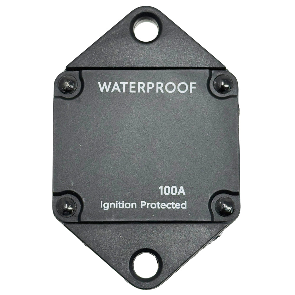 676310 - 100 Amp Waterproof Panel Mount Circuit Breaker, 32V DC Auto-Reset, 1/4-28 Studs