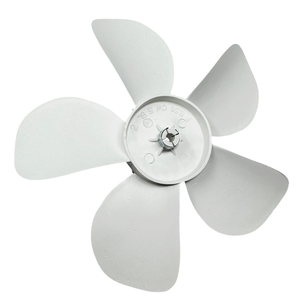 696020 - Plastic Fan Blade, White, 5 Blades, 5.56", CW, 3/16" Shaft, Press-Fit