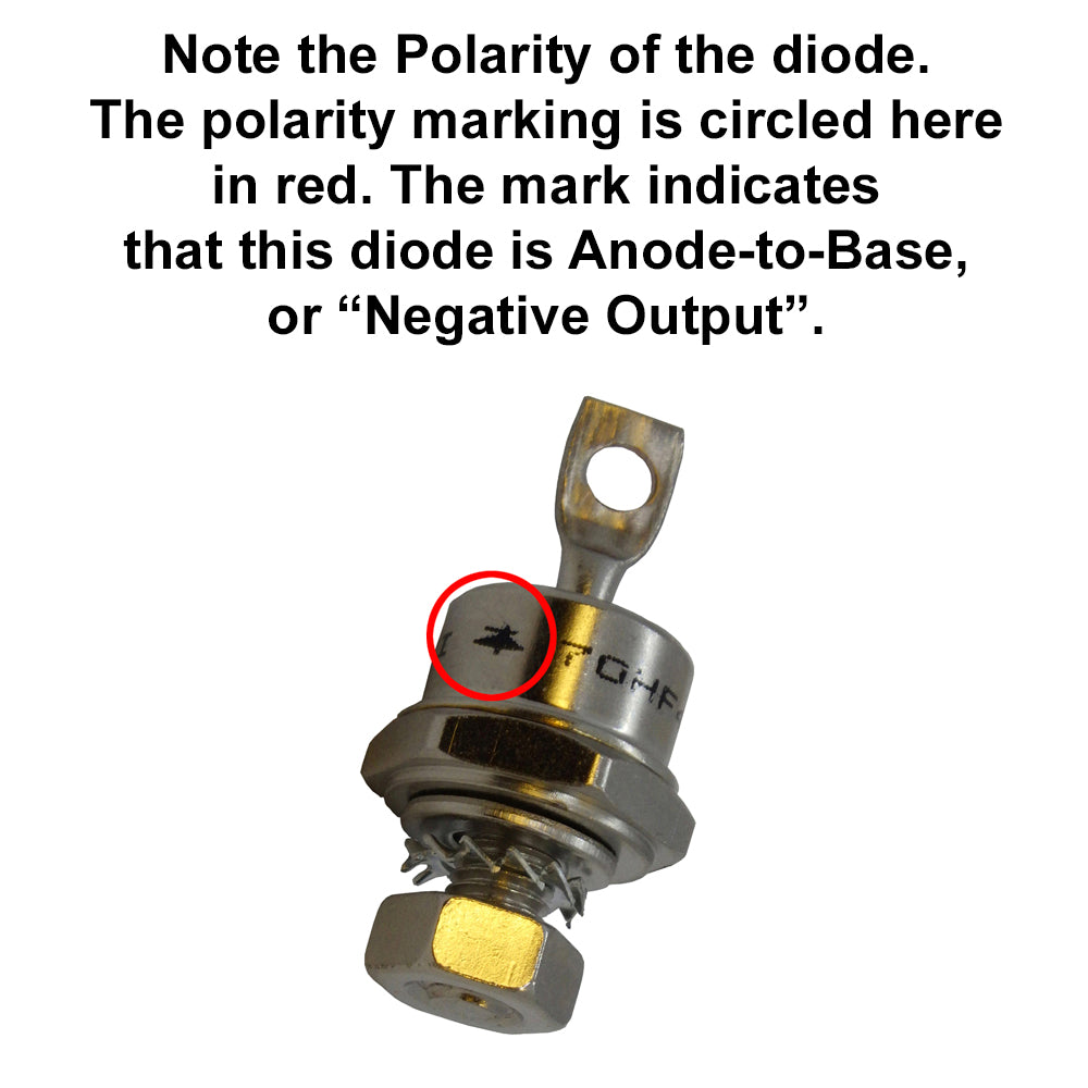 Battery Charger Stud Mount Diode – 1/4" Stud, 70 Amp, 400 PRV, Positive Base