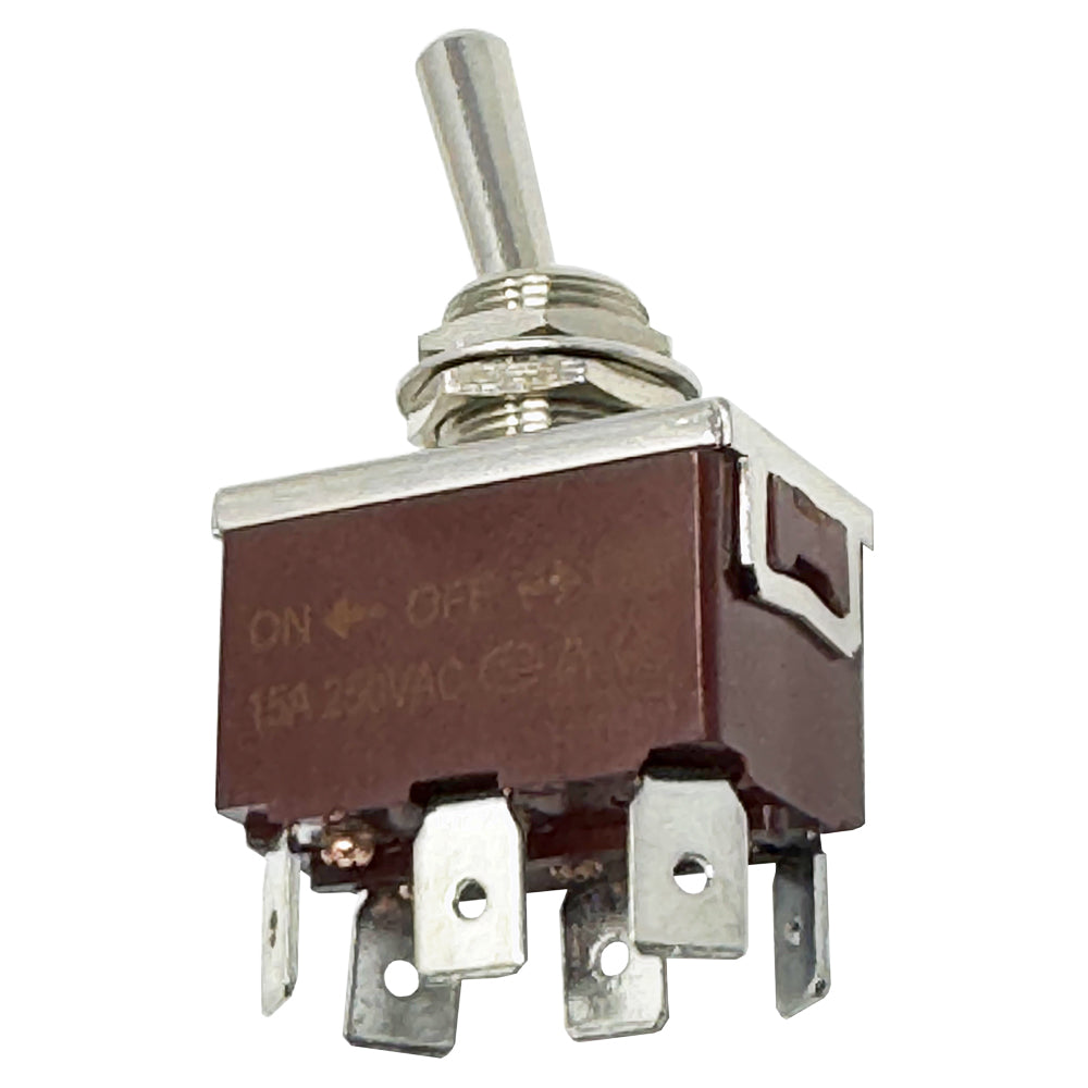 696311 - Heavy Duty ON-OFF-ON Toggle Switch, DPDT, 6 Push-On Terminal, 30A/12VDC, 20A/125VAC, 15A/250VAC