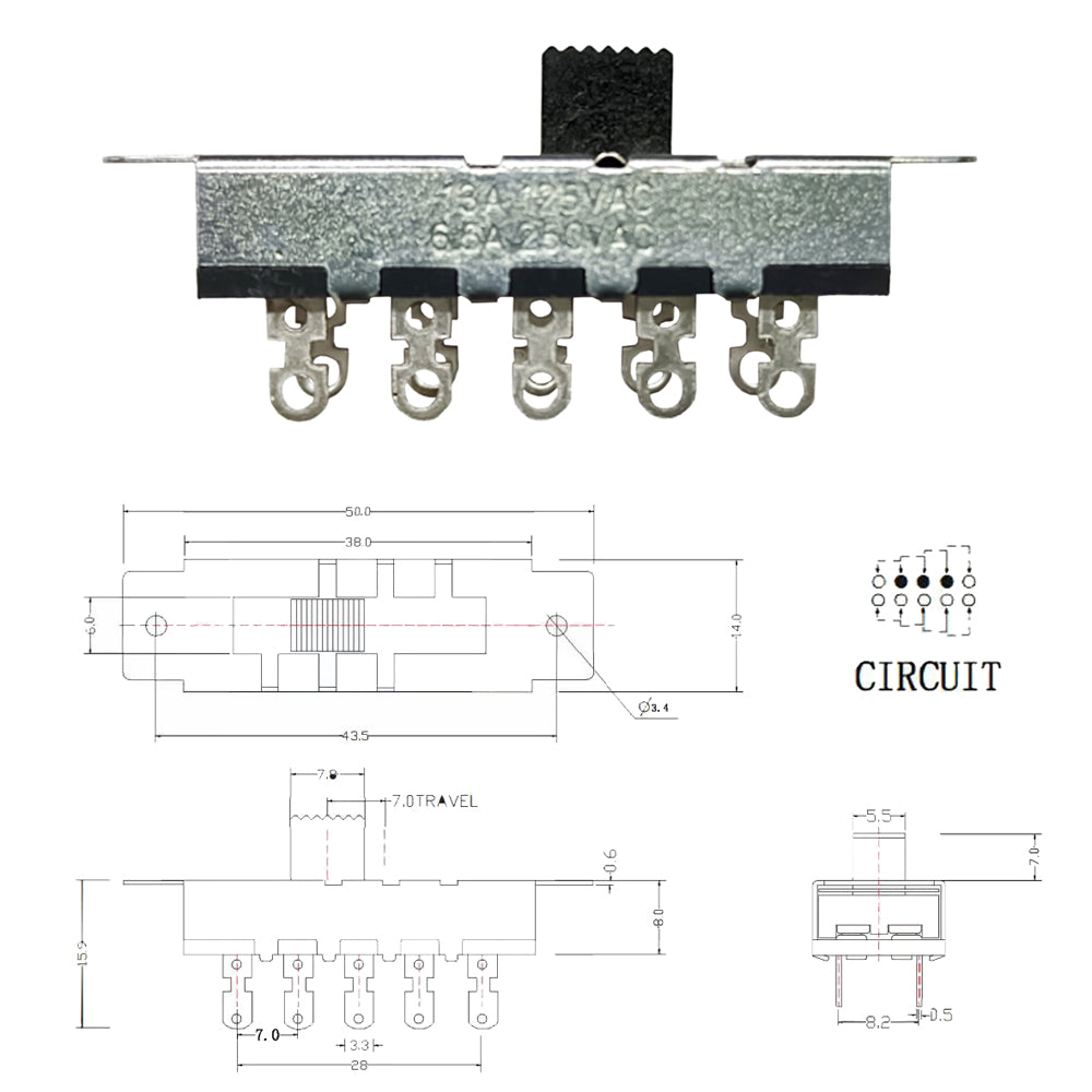 696362 - Switch Kit - 4 Position Slide Switch (10 terminal) - replaces Schumacher 0499000070