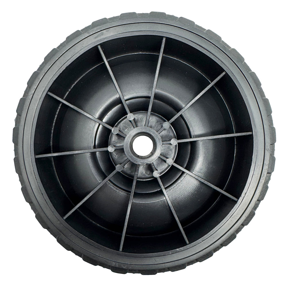 696566 - Wheel, 6" for 1/2" Axle, Black Plastic w/ Diamond Rubber Tread for Battery Chargers