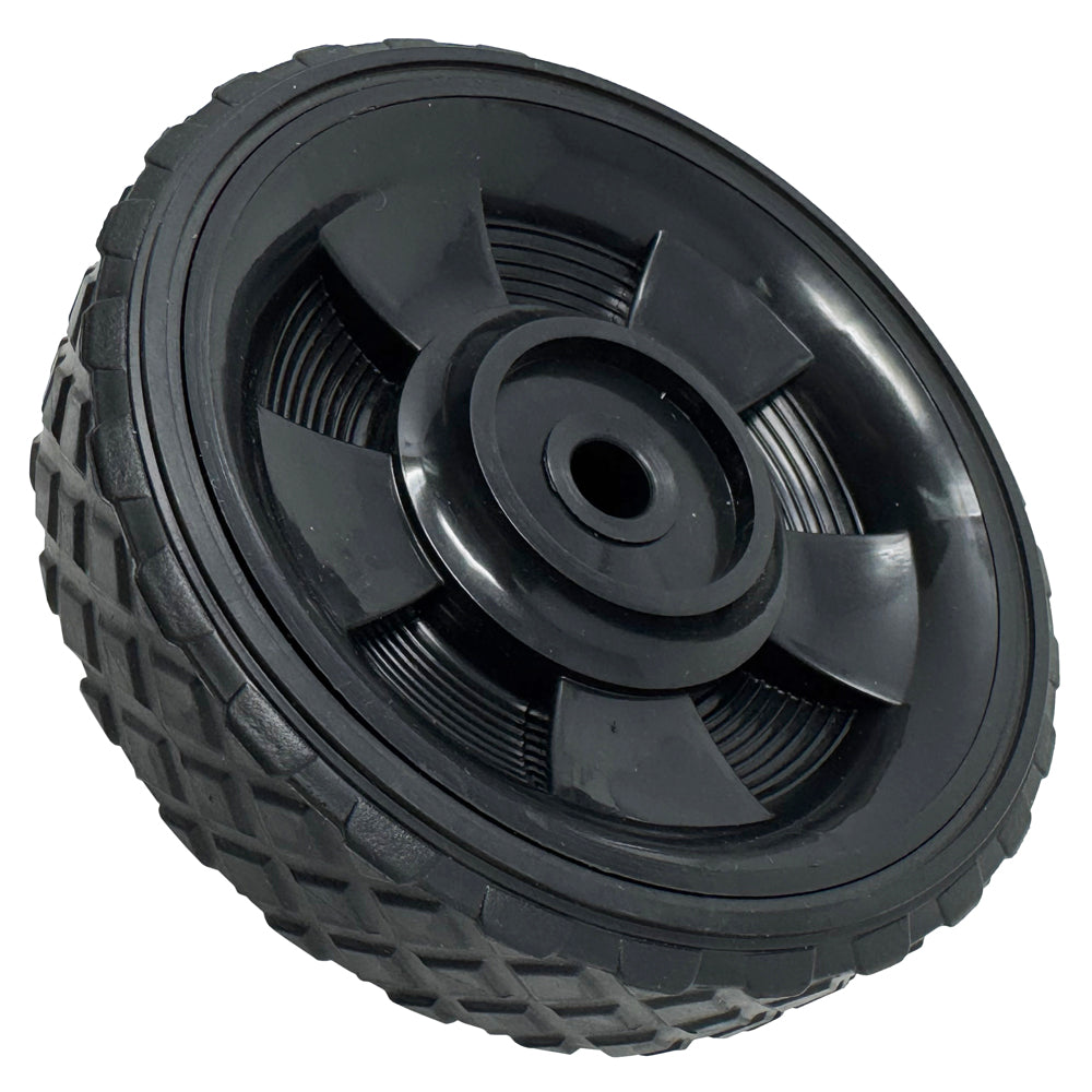 696566 - Wheel, 6" for 1/2" Axle, Black Plastic w/ Diamond Rubber Tread for Battery Chargers
