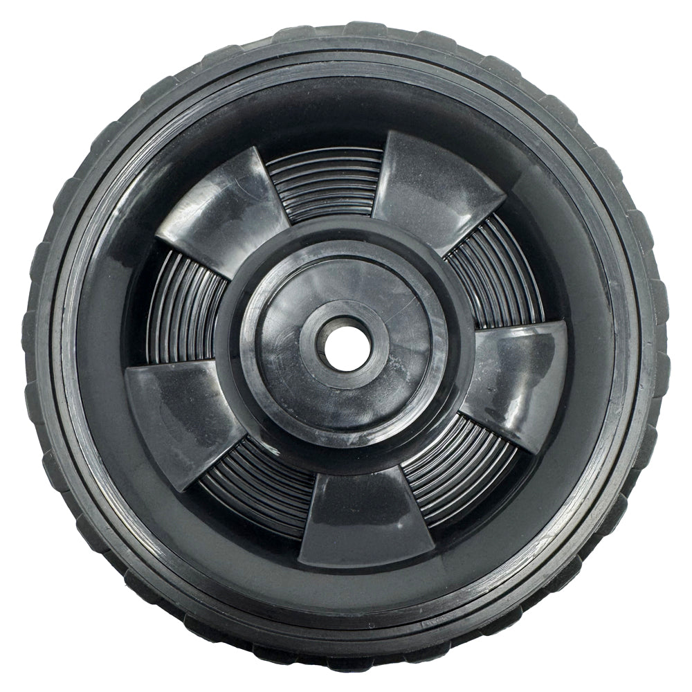 696567 - 2 Wheel Kit - 6"  for 1/2" Axle, Black Plastic Wheels w/ Rubber Tread, includes Axle Caps