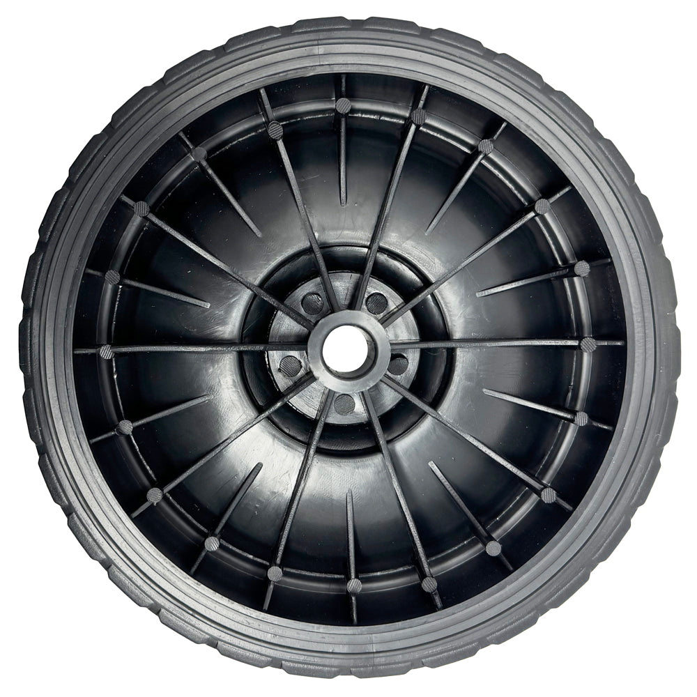 696568 - Wheel, 7" for 1/2" Axle, Black Plastic w/ Diamond Rubber Tread for Battery Chargers