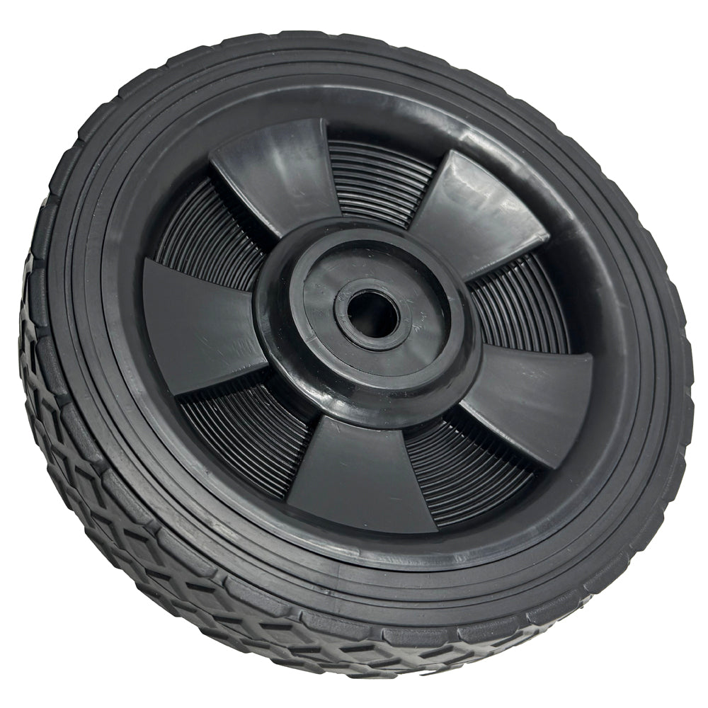 696568 - Wheel, 7" for 1/2" Axle, Black Plastic w/ Diamond Rubber Tread for Battery Chargers