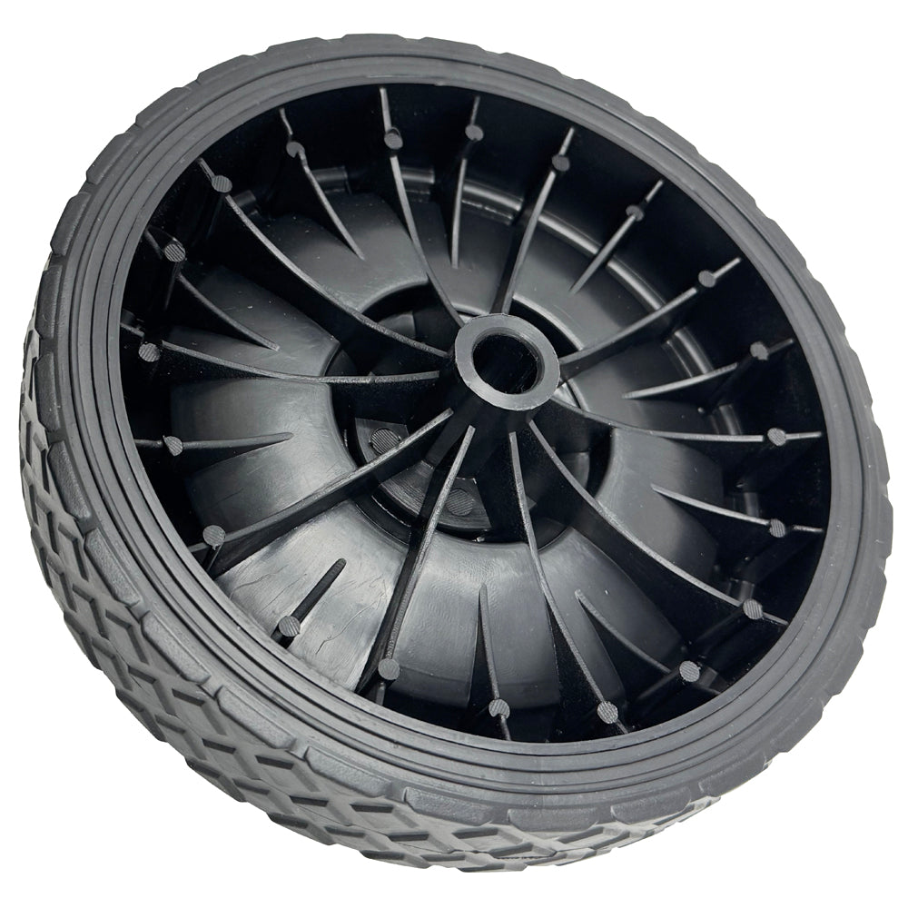 696568 - Wheel, 7" for 1/2" Axle, Black Plastic w/ Diamond Rubber Tread for Battery Chargers