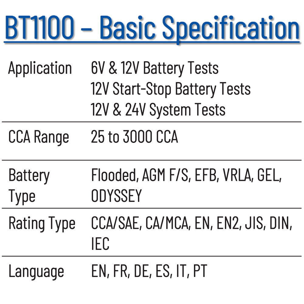 DHC BT1100 - Professional Battery & Electrical System Tester w/ Printer