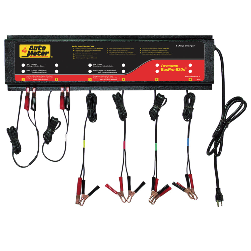 AutoMeter BUSPRO-620S Multi-Battery 12V/5A 6-Station Smart Battery Charger - 220VAC