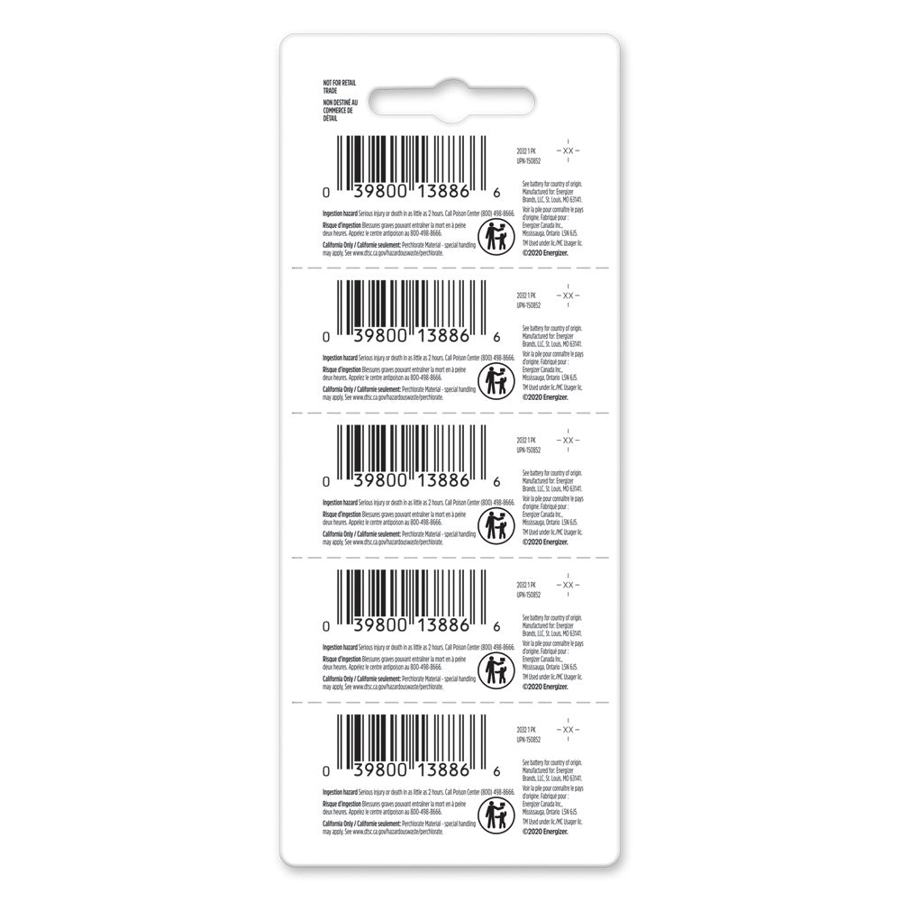 ECRN2032-5 - Energizer 2032 Industrial Lithium Coin Cell, 3V - Tear Strip of 5