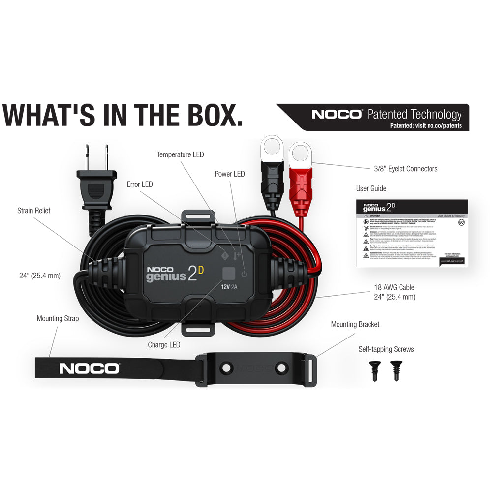 NOCO GENIUS2D 2 Amp Direct-Mount Battery Charger and Maintainer