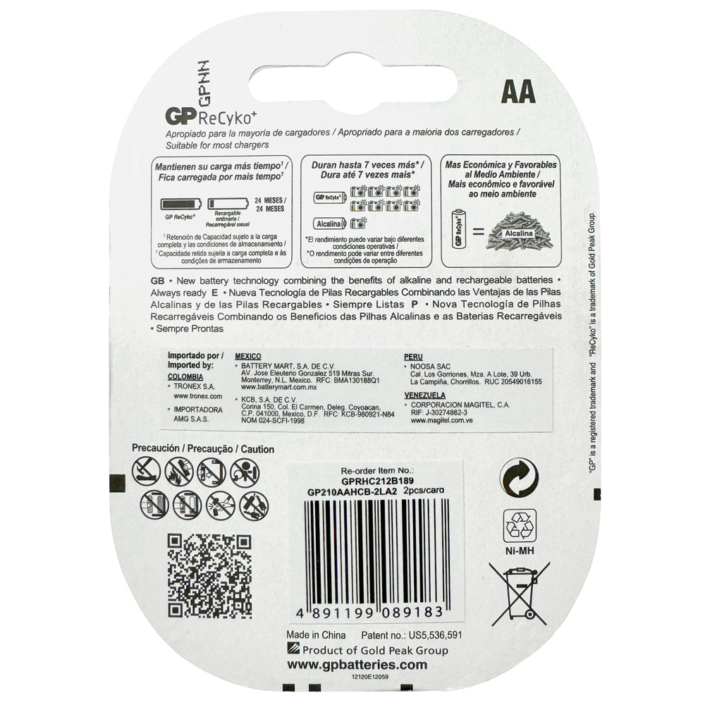 GP-AARC - GP AA Recyko Rechargeable Battery 2000mAh NiMh