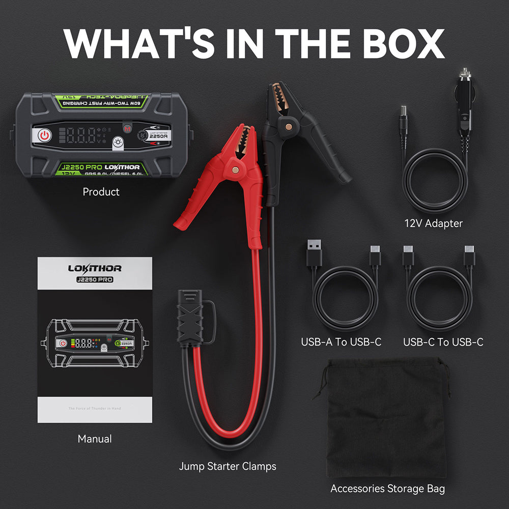 Lokithor J2250PRO - 12V, 2250A LiFePO4 Jump Starter with ConnectMax Technology