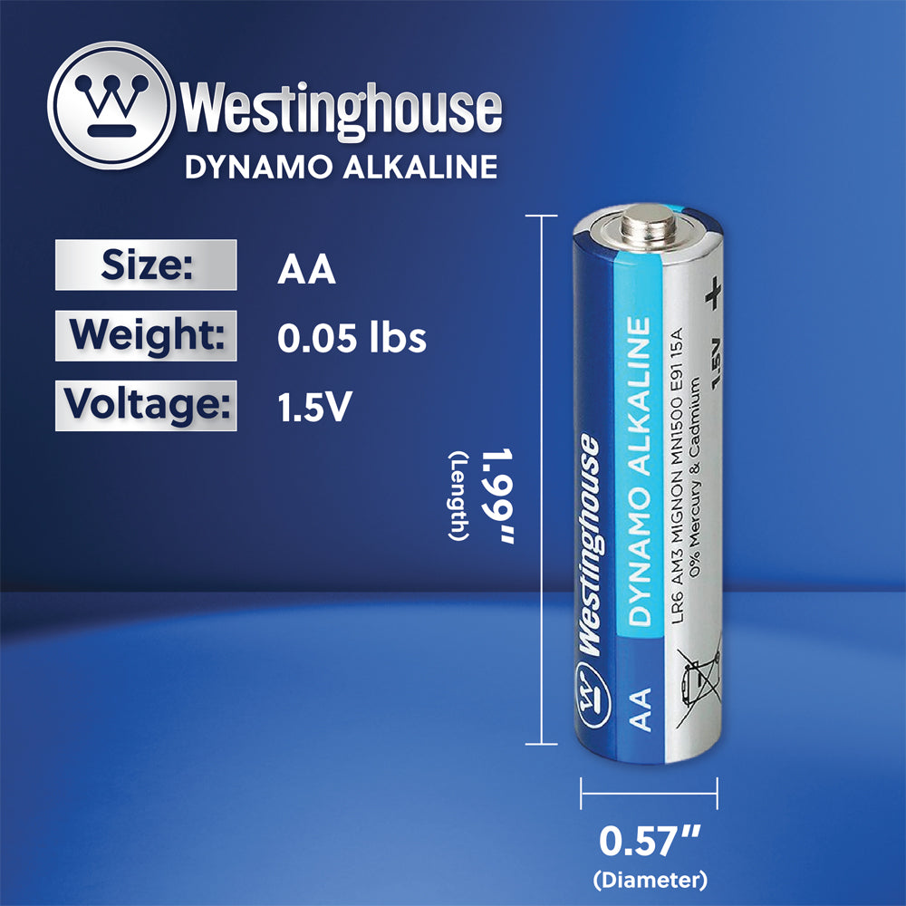 LR06-HP12 - Westinghouse AA Dynamo Alkaline Batteries - Hang Pack of 12