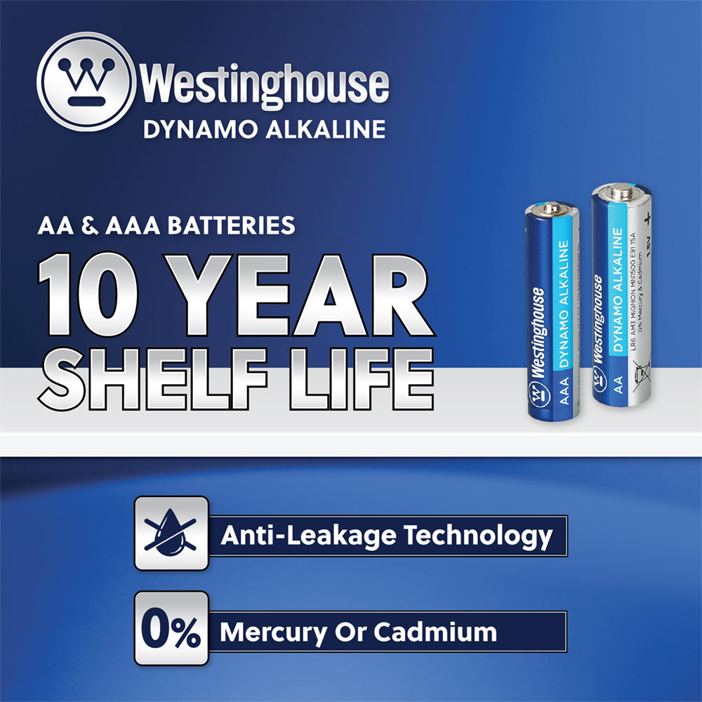 LR06-HP12 - Westinghouse AA Dynamo Alkaline Batteries - Hang Pack of 12