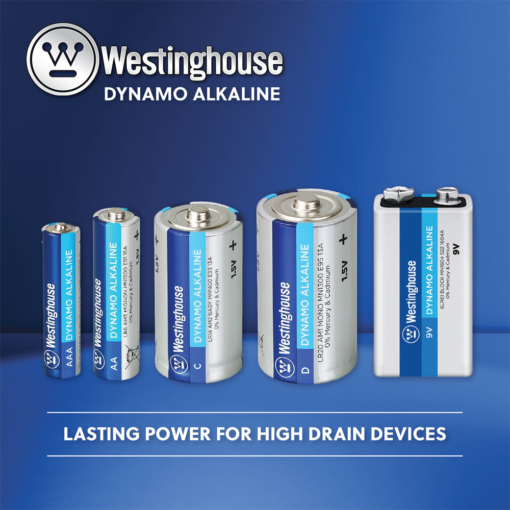 LR06-HP12 - Westinghouse AA Dynamo Alkaline Batteries - Hang Pack of 12