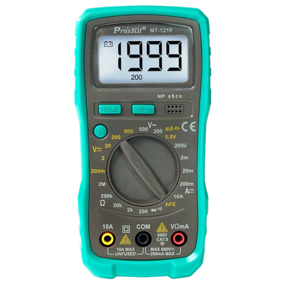 Pro's Kit Compact Digital Multimeter - 3-1/2 Digits 1999 Counts with Continuity, Diode, Transistor, Battery Tests