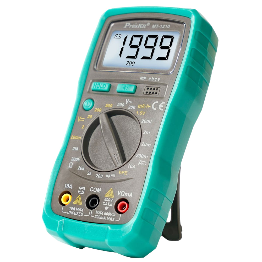 Pro's Kit Compact Digital Multimeter - 3-1/2 Digits 1999 Counts with Continuity, Diode, Transistor, Battery Tests