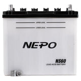 NEP-NS60(S) - NEPO NS60(S) Conventional 12V Japanese Tractor Battery, SAE Post, Dry Charged, 45 AH, 341 CCA, 46B24R(S)