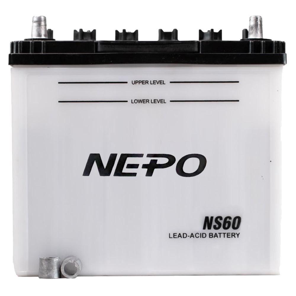 NEP-NS60(S) - NEPO NS60(S) Conventional 12V Japanese Tractor Battery, SAE Post, Dry Charged, 45 AH, 341 CCA, 46B24R(S)