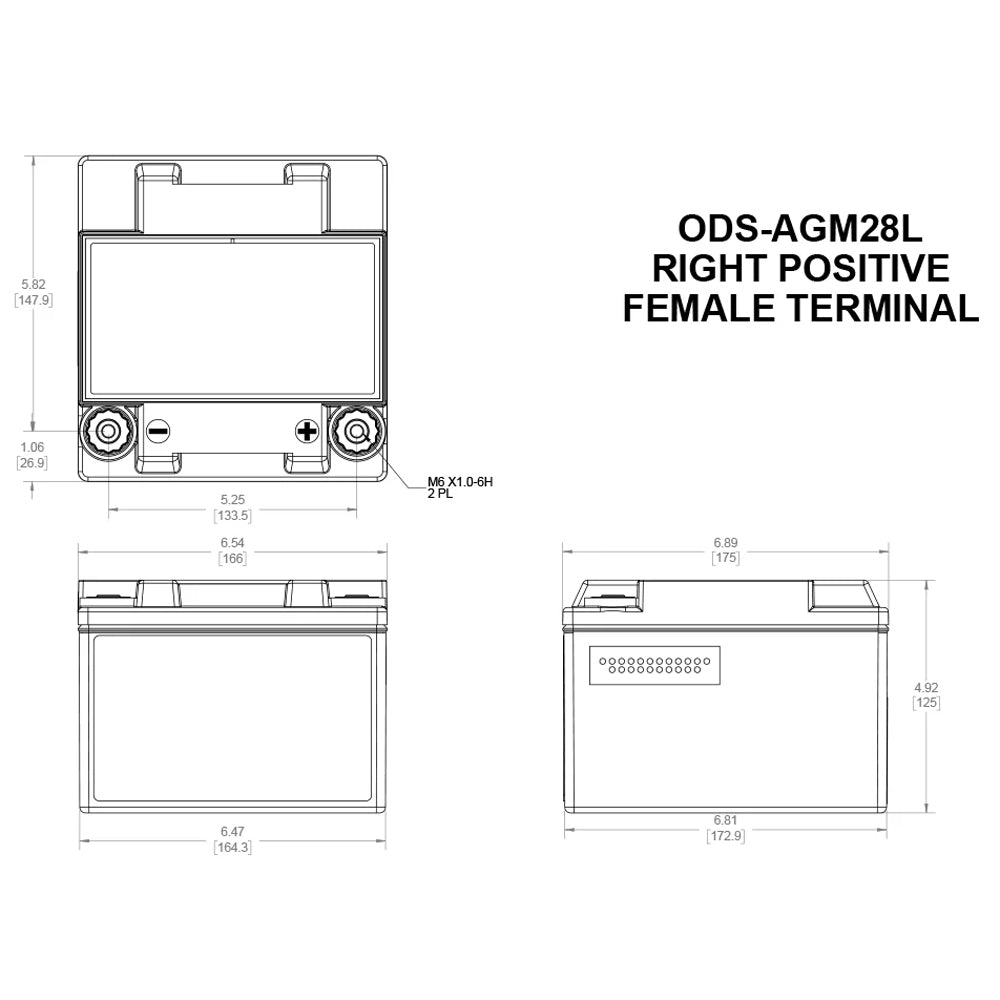 Odyssey ODS-AGM28L Extreme Powersport SLA Battery , 900 PHCA, M6 Receptacle Terminals