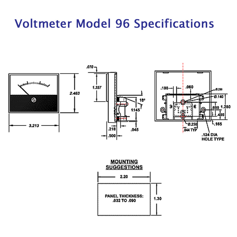 PR96-6V12DV - Volt Meter 6V-12V DC Snap-In for Battery Chargers & Testers