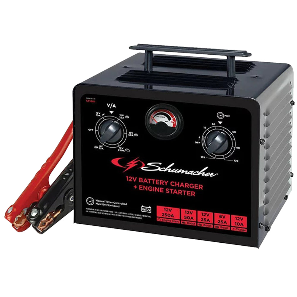 Schumacher SC1667 - 6/12V 25/50A 250A Boost Timer-Controlled Portable Battery Charger/Engine Starter
